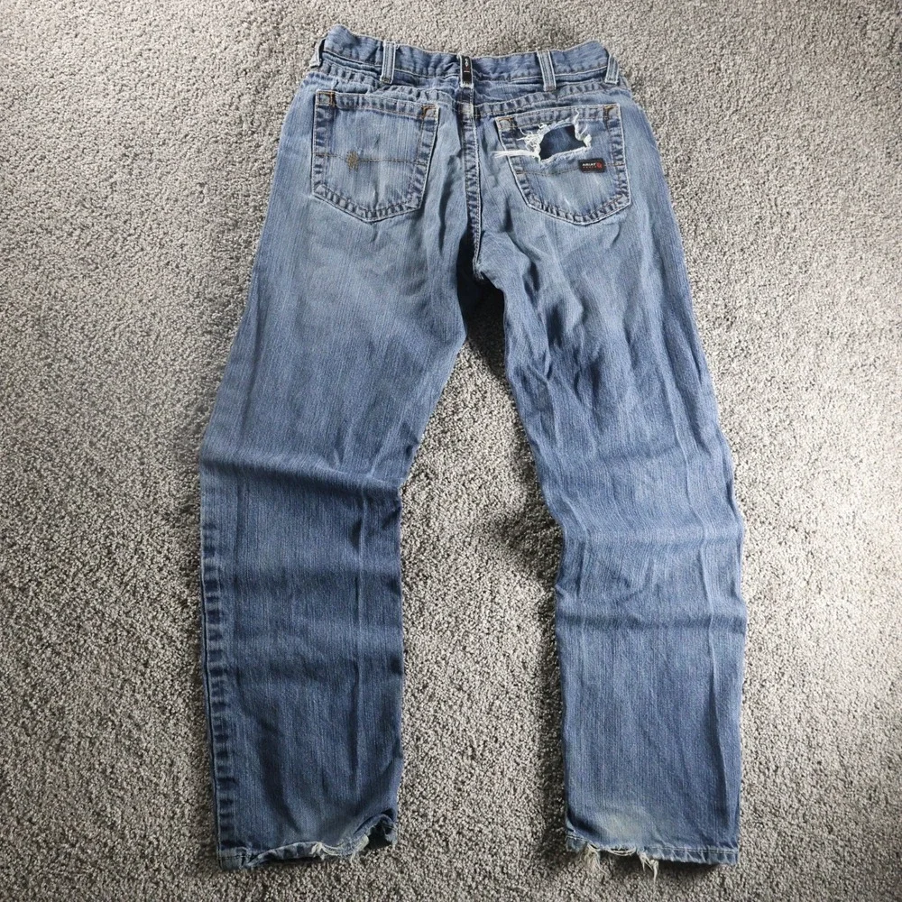 Ariat FR M3 Loose Fit Jeans Mens 33x34‎ Distressed Ripped Workwear Denim CAT 2